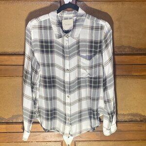 Lucky Brand Cloud Plaid Boyfriend Flannel Shirt